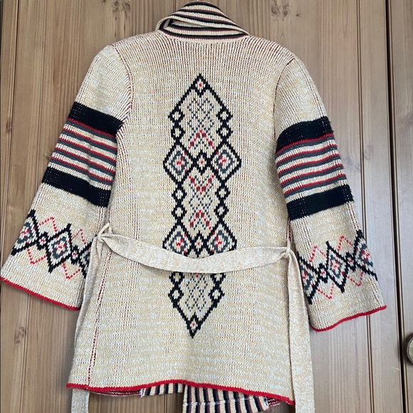Sabra Wintuk 1970s Vintage Aztec Tribal Sweater Cardigan Robe S GUC - Picture 6 of 7